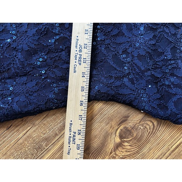 Lauren Ralph Lauren Dress Women's 14 Navy Lace Sequin Drape Neck Dark Romantic - Picture 5 of 8